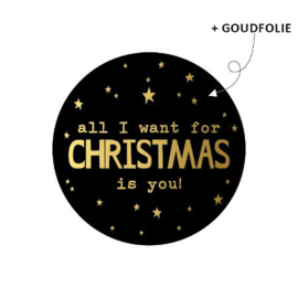 Stickers - Kerst - all I want for CHRISTMAS is you! - zwart - per 10 stuks