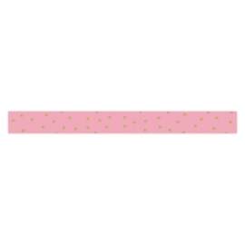 Lint - paperlook - Stippen - roze / goudfolie - 10mm - 3m