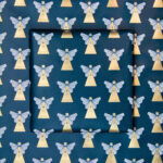 Inpakpapier - Kerst - X-mas Angels - petrol / goud - 1m