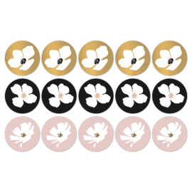 Kadozakjes - Fresh Flowers - zwart /wit / goud / roze - per 5 stuks (12x19cm)