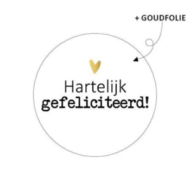 Stickers - Hartelijk gefeliciteerd! - wit - per 10 stuks