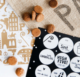 Stickers - Sint - stickervel Dots - 15 stuks - zwartwit