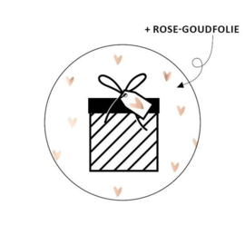 Stickers - Cadeautje (plaatje) hartjes - roségoud - per 10 stuks