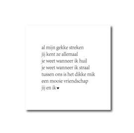 Minikaartje - Square - Vriendschapsgedicht - jij en ik