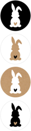 Stickers - PASEN - Bunny Heart - assorti - per 8 stuks