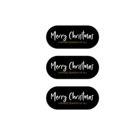 Stickers - Kerst - ovaaltje - Retro Shapes - Merry Christmas - per 10 stuks