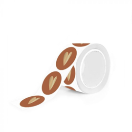 Stickers - brick red met gouden hartje - per 10 stuks