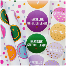 Inpakpapier - Smiley - confetti - 2m
