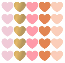 Stickers - Hearts - multicolor - roest - per 10 stuks