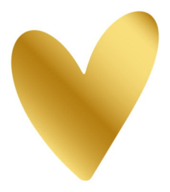 Stickers - Big Heart - goud - per 10 stuks