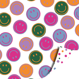 Inpakpapier - Smiley - confetti - 2m