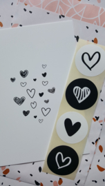 Stickers - Hartjes assorti - black & white - per 10 stuks