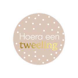 Stickers - Hoera een tweeling - goudfolie - per 10 stuks
