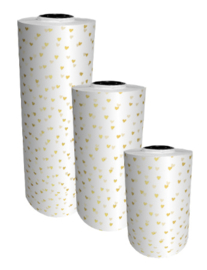 Tissue paper / Vloeipapier - Mini Hearts - goud - op rol - 2m