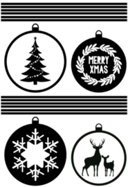 Raamstickers - Kerstballen - herbruikbaar - zwart