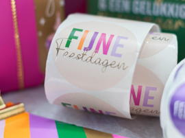Stickers - FIJNE Feestdagen - funky colors - per 10 stuks