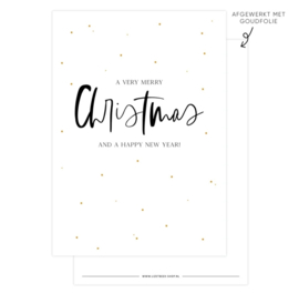 Kaart - Kerst - a very merry Christmas & a happy new year! - goudfolie