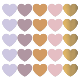 Stickers - Hearts - multicolor - warm / lila - per 10 stuks