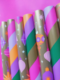 Inpakpapier - Funky Stripes - funky colors & gold - 2m