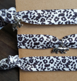 Armbandje - IBIZA - luipaard zwartwit - met of zonder bedel
