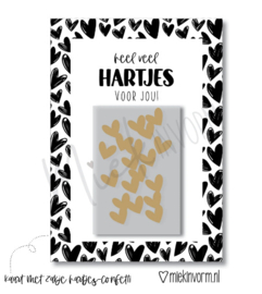 Kaart - Heel veel hartjes voor jou! - met zakje hartjesconfetti