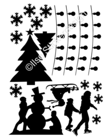 Raamstickers - aanvulling Sneeuwpret / Kerst - herbruikbaar - wit of zwart