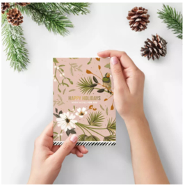 Kaart - Kerst - Vintage Christmas - roze / goudfolie