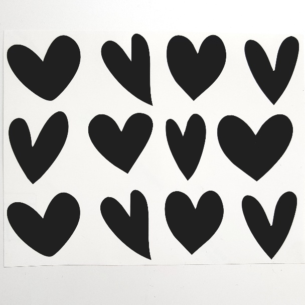 Tegenslag Previs site Egoïsme Stickervel - hartje assorti - zwart 12 stuks | Trakteren | Bloemhuisje