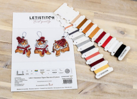 Borduurpakket Christmas Tigers Toys kit of 3 pieces - Leti Stitch  leti-l8017