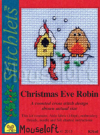 Borduurpakket Christmas Eve Robin - Mouseloft  ml-014-k31