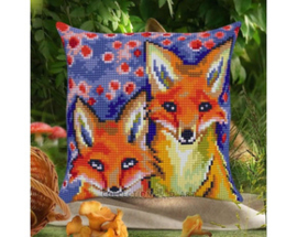 Kussen uittel borduurpakket Fox Cubs - Collection d'Art    cda-5477cc