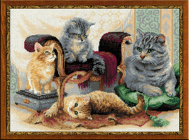 Borduurpakket Feline Family - RIOLIS    ri-1327