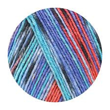 Opal Laubgeflüster 4-draads    11256 / blauw oranje