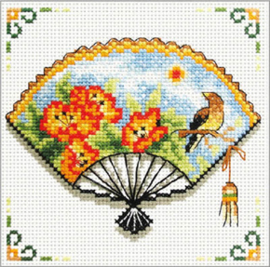 Voorbedrukt borduurpakket Nasturtium Fan - Needleart World    nw-nc140-027