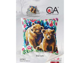Kussen uittel borduurpakket Bear Cubs - Collection d'Art    cda-5478cc