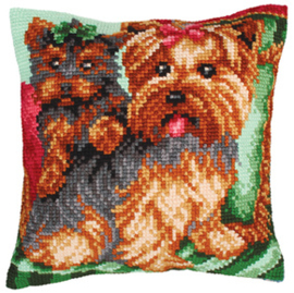 Kussen borduurpakket Dogs on the Armchair - Collection d'Art    cda-5214