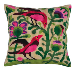 Kussen borduurpakket Birds of Paradise - Collection d'Art    cda-5295