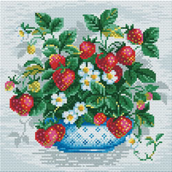 Diamond Mosaic Basket of Strawberries - RIOLIS    ri-am0008