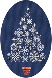 Borduurpakket Christmas Card - Snowflake Tree - Derwentwater Designs   bt-dwcdx54