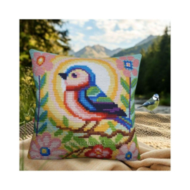 Kussen borduurpakket Bird on Branch - Collection d'Art     cda-5504
