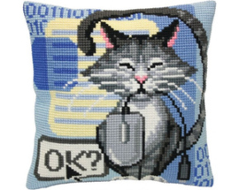 Kussen borduurpakket Cat and Mouse - Collection d'Art  cda-5404