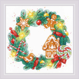 Borduurpakket Gingerbread Wreath - RIOLIS    ri-1910