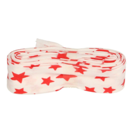 Bosje Biaisband met sterren 20 mm / wit met rood