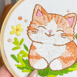 Vrij borduren pakket Smiling Kitty - Milpoint     mil-e1-007k