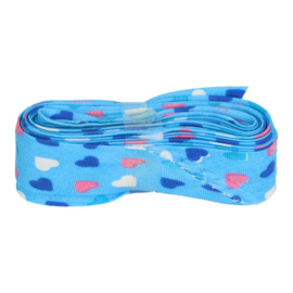 Bosje biaisband met hartjes 20 mm / blauw met hartjes