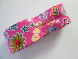 Bosje Biaisband met love print  20 mm / roze