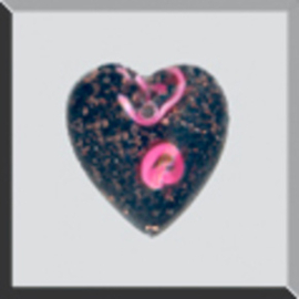 Glass Treasures Small Black Heart Pink Rosebud - Mill Hill    mh-12079