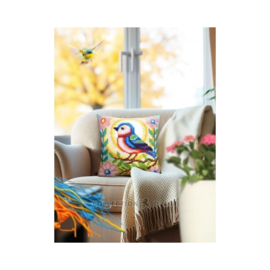 Kussen borduurpakket Bird on Branch - Collection d'Art     cda-5504