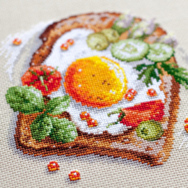 Borduurpakket Fried Eggs Toast - Chudo Igla    ci-120-092