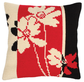 Kussen borduurpakket Red and Black - Collection d'Art    cda-5229